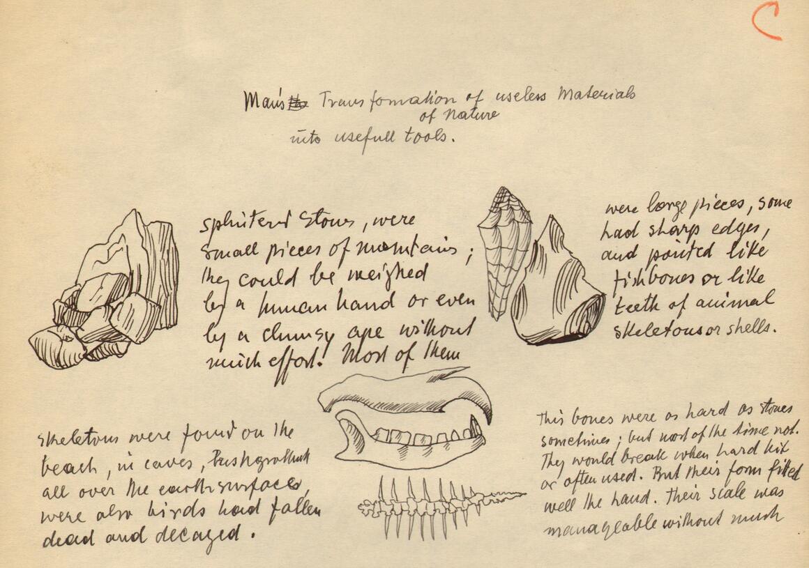 Frederick Kiesler, Magic Architecture, Chart on the “Transformation of useless materials of nature into useful tools”. Ink on paper.<br> © Austrian Frederick and Lillian Kiesler Private Foundation.	