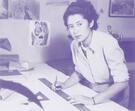 Simone Guillissen-Hoa at her work table, circa 1946