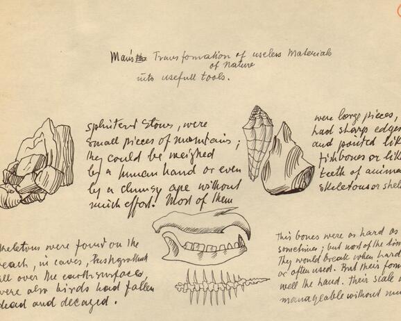 Frederick Kiesler, Magic Architecture, Chart on the “Transformation of useless materials of nature into useful tools”. Ink on paper.